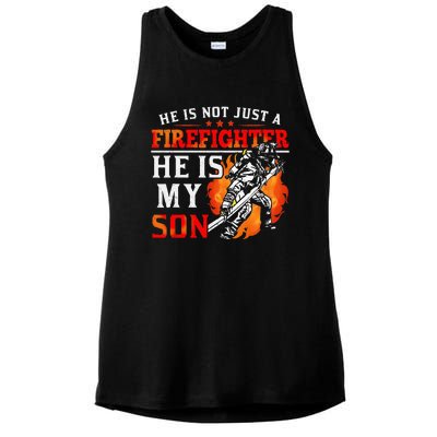 He Is Not Just A Firefighter He Is My Son FiremanS Mom Ladies PosiCharge Tri-Blend Wicking Tank