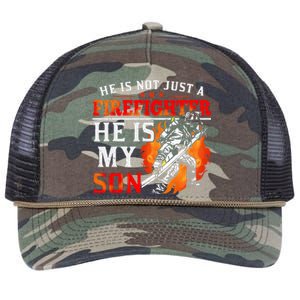 He Is Not Just A Firefighter He Is My Son FiremanS Mom Retro Rope Trucker Hat Cap