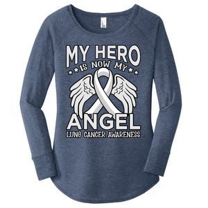 Hero Is Now My Angel Lung Cancer Awareness White Graphic Great Gift Women's Perfect Tri Tunic Long Sleeve Shirt