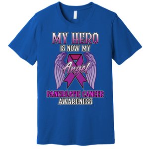 Hero Is Now My Angel Pancreatic Cancer Awareness Month Cute Gift Premium T-Shirt