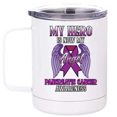 Hero Is Now My Angel Pancreatic Cancer Awareness Month Cute Gift 12 oz Stainless Steel Tumbler Cup