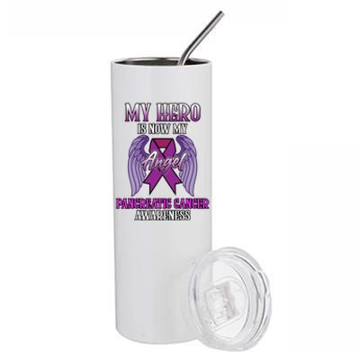 Hero Is Now My Angel Pancreatic Cancer Awareness Month Cute Gift Stainless Steel Tumbler