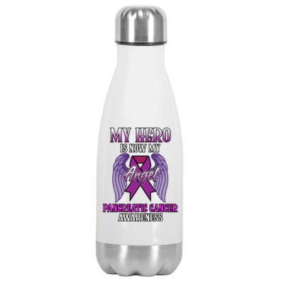 Hero Is Now My Angel Pancreatic Cancer Awareness Month Cute Gift Stainless Steel Insulated Water Bottle