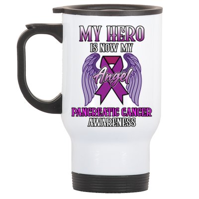 Hero Is Now My Angel Pancreatic Cancer Awareness Month Cute Gift Stainless Steel Travel Mug