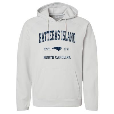 Hatteras Island North Carolina Nc Vintage Athletic Performance Fleece Hoodie