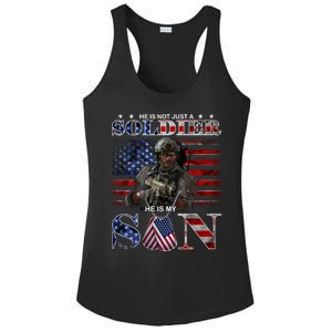 He Is Not Just A Soldier He Is My Son Proud Army Dad Mom Meaningful Gift Ladies PosiCharge Competitor Racerback Tank