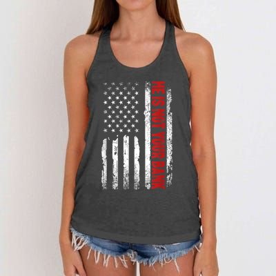 He Is Not Your Bank Women's Knotted Racerback Tank