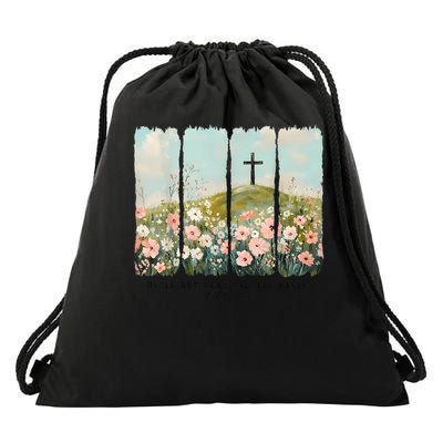 He Is Not Here He Has Risen Jesus Christian Happy Easter  Drawstring Bag