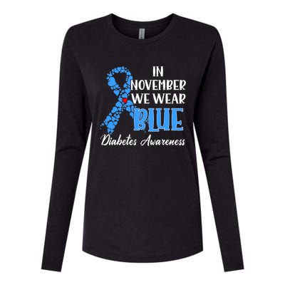 Hand In November We Wear Blue Diabetes Awareness Month Womens Cotton Relaxed Long Sleeve T-Shirt