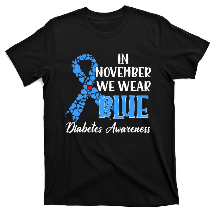 Hand In November We Wear Blue Diabetes Awareness Month T-Shirt