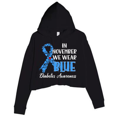 Hand In November We Wear Blue Diabetes Awareness Month Crop Fleece Hoodie