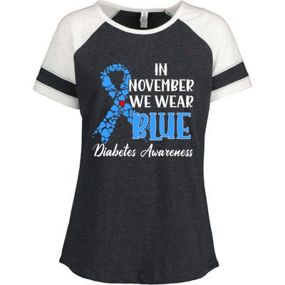 Hand In November We Wear Blue Diabetes Awareness Month Enza Ladies Jersey Colorblock Tee