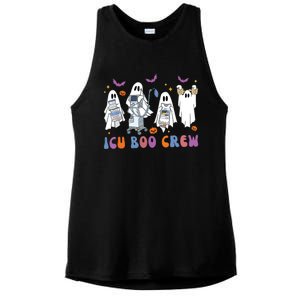 Halloween Icu Nurse Retro Icu Boo Crew Boo Ghosts Cropped Ladies PosiCharge Tri-Blend Wicking Tank