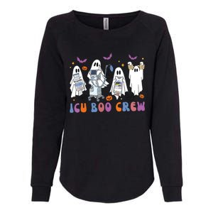 Halloween Icu Nurse Retro Icu Boo Crew Boo Ghosts Cropped Womens California Wash Sweatshirt