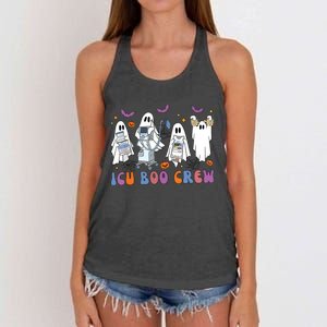 Halloween Icu Nurse Retro Icu Boo Crew Boo Ghosts Cropped Women's Knotted Racerback Tank