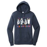 Halloween Icu Nurse Retro Icu Boo Crew Boo Ghosts Cropped Women's Pullover Hoodie