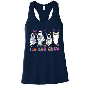 Halloween Icu Nurse Retro Icu Boo Crew Boo Ghosts Cropped Women's Racerback Tank