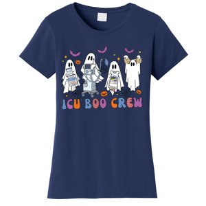 Halloween Icu Nurse Retro Icu Boo Crew Boo Ghosts Cropped Women's T-Shirt