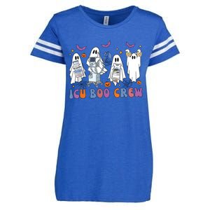 Halloween Icu Nurse Retro Icu Boo Crew Boo Ghosts Cropped Enza Ladies Jersey Football T-Shirt