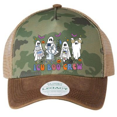 Halloween Icu Nurse Retro Icu Boo Crew Boo Ghosts Cropped Legacy Tie Dye Trucker Hat