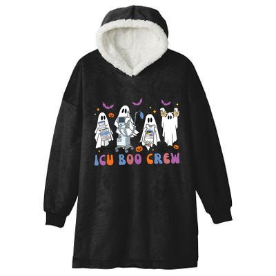 Halloween Icu Nurse Retro Icu Boo Crew Boo Ghosts Cropped Hooded Wearable Blanket