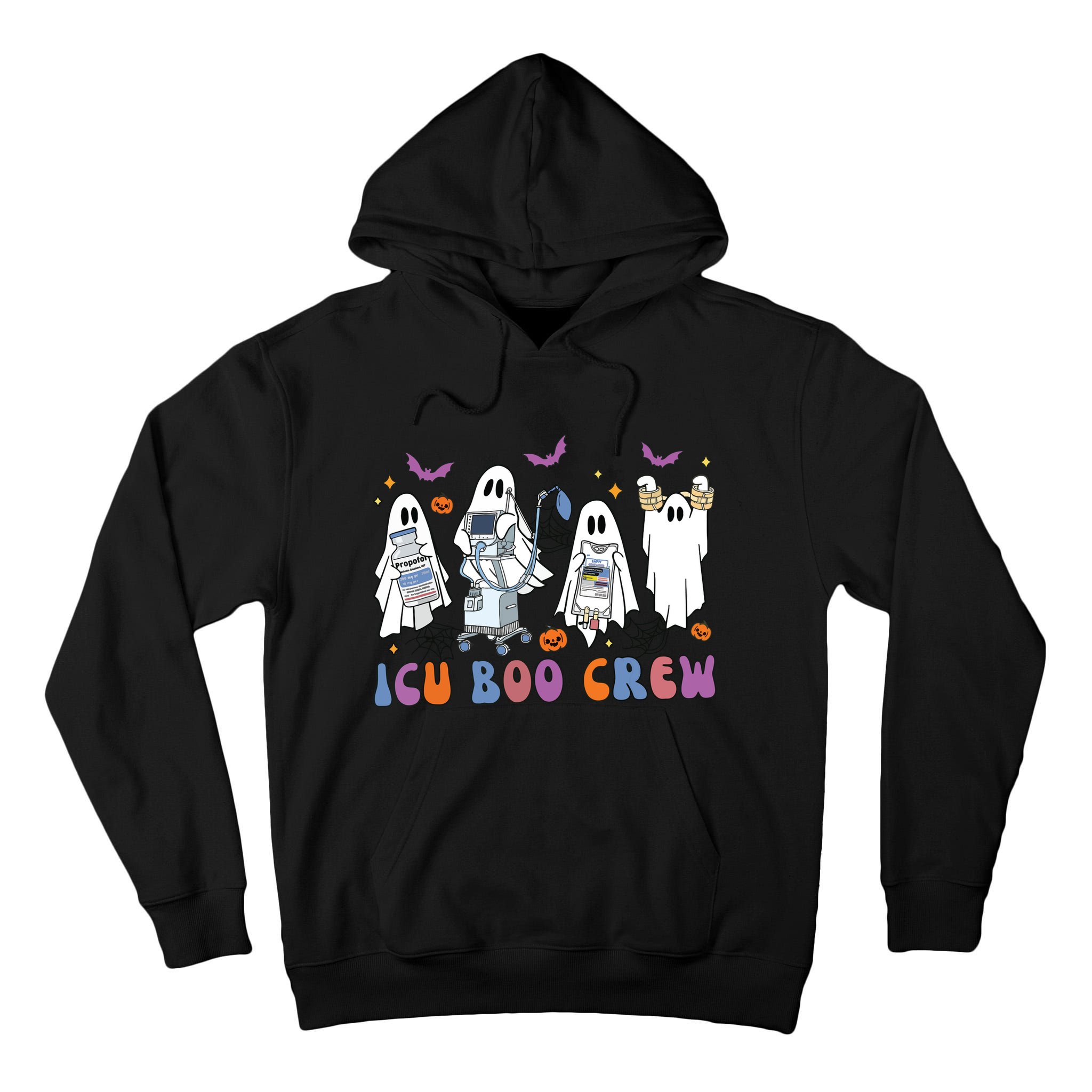 Halloween Icu Nurse Retro Icu Boo Crew Boo Ghosts Cropped Tall Hoodie