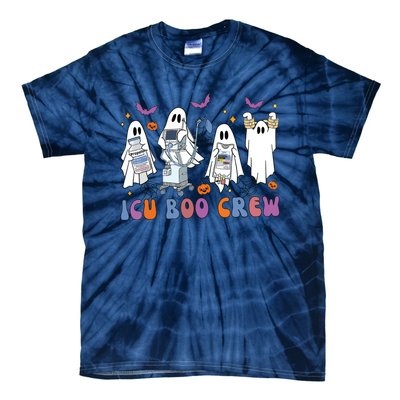 Halloween Icu Nurse Retro Icu Boo Crew Boo Ghosts Cropped Tie-Dye T-Shirt