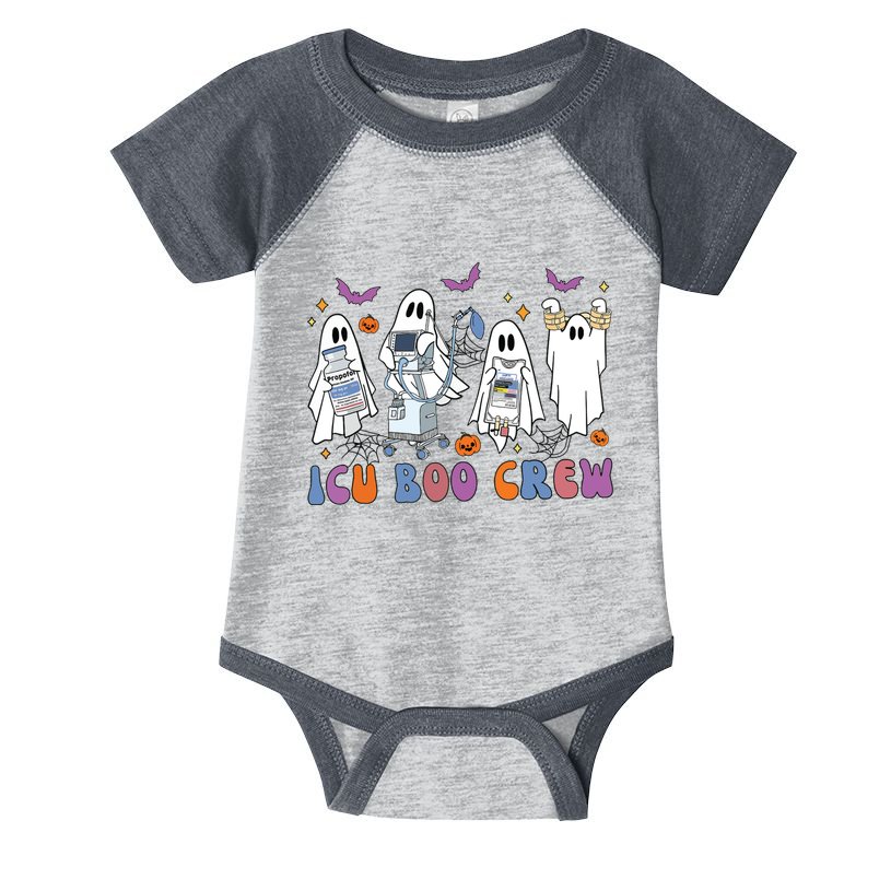 Halloween Icu Nurse Retro Icu Boo Crew Boo Ghosts Cropped Infant Baby Jersey Bodysuit