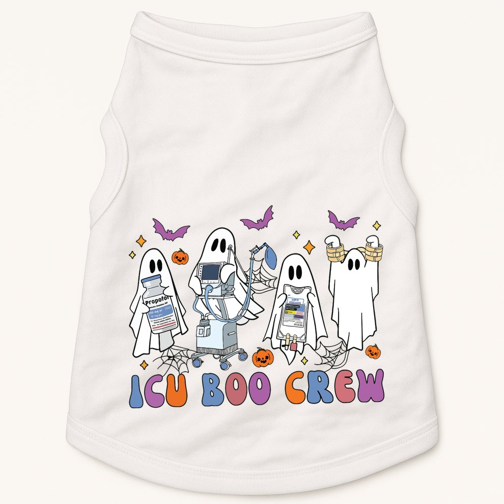 Halloween Icu Nurse Retro Icu Boo Crew Boo Ghosts Cropped Doggie Tank