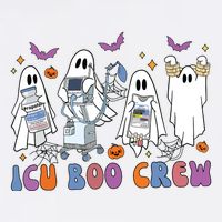 Halloween Icu Nurse Retro Icu Boo Crew Boo Ghosts Cropped Sustainable Bucket Hat
