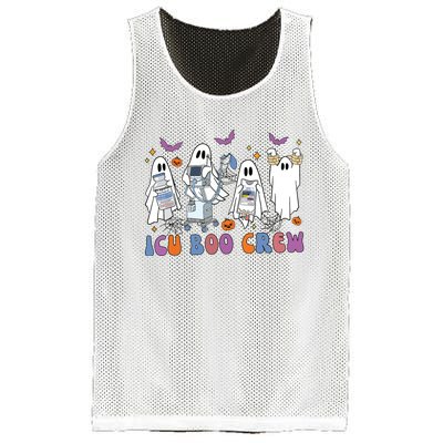 Halloween Icu Nurse Retro Icu Boo Crew Boo Ghosts Cropped Mesh Reversible Basketball Jersey Tank