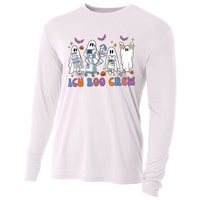 Halloween Icu Nurse Retro Icu Boo Crew Boo Ghosts Cropped Cooling Performance Long Sleeve Crew