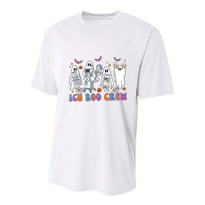 Halloween Icu Nurse Retro Icu Boo Crew Boo Ghosts Cropped Youth Performance Sprint T-Shirt