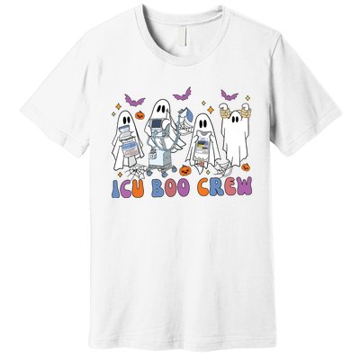 Halloween Icu Nurse Retro Icu Boo Crew Boo Ghosts Cropped Premium T-Shirt