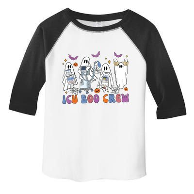 Halloween Icu Nurse Retro Icu Boo Crew Boo Ghosts Cropped Toddler Fine Jersey T-Shirt