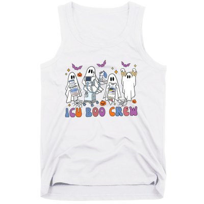 Halloween Icu Nurse Retro Icu Boo Crew Boo Ghosts Cropped Tank Top