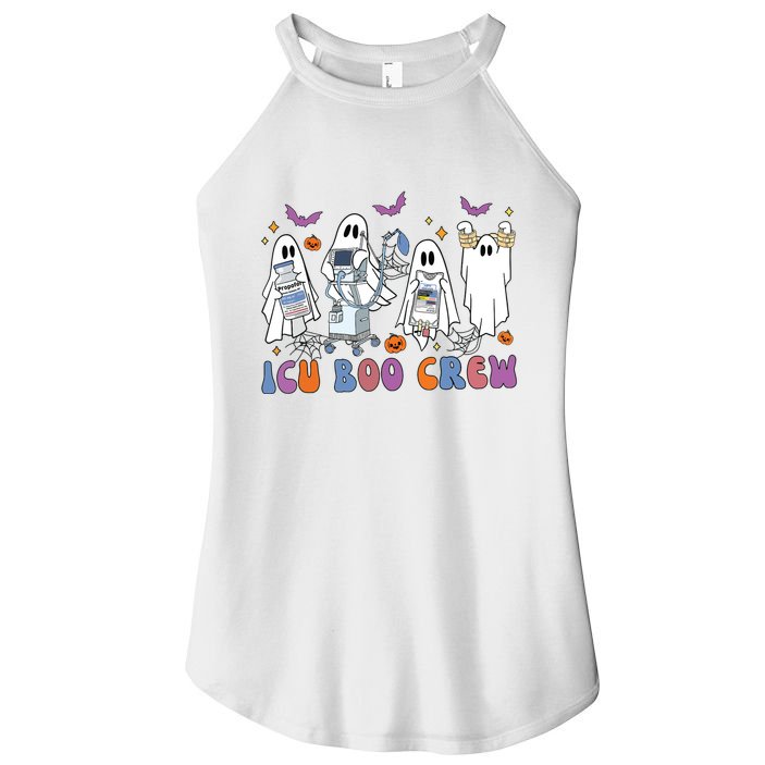 Halloween Icu Nurse Retro Icu Boo Crew Boo Ghosts Cropped Women's Perfect Tri Rocker Tank