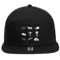 He Is Not Here He Has Risen Christian Jesus Easter Day Family Matching 7 Panel Mesh Trucker Snapback Hat