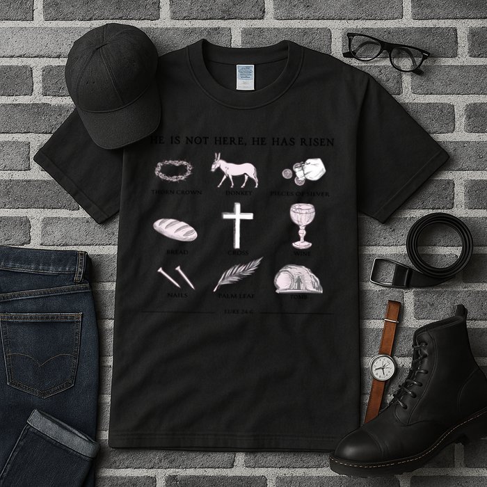 He Is Not Here He Has Risen Christian Jesus Easter Day Family Matching Tall T-Shirt