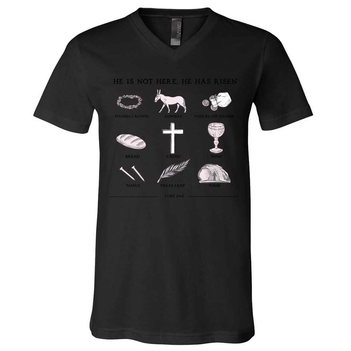 He Is Not Here He Has Risen Christian Jesus Easter Day Family Matching V-Neck T-Shirt