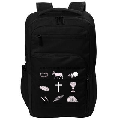 He Is Not Here He Has Risen Christian Jesus Easter Day Family Matching Impact Tech Backpack