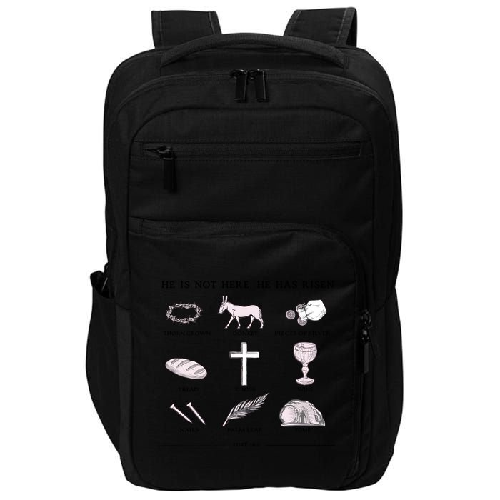 He Is Not Here He Has Risen Christian Jesus Easter Day Family Matching Impact Tech Backpack
