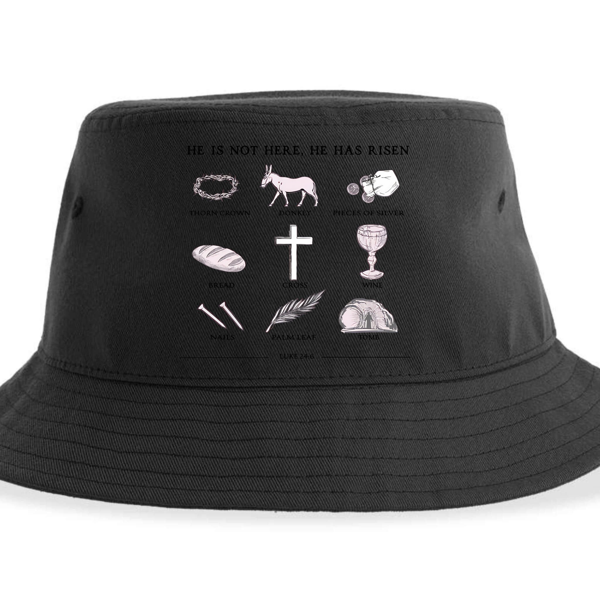 He Is Not Here He Has Risen Christian Jesus Easter Day Family Matching Sustainable Bucket Hat