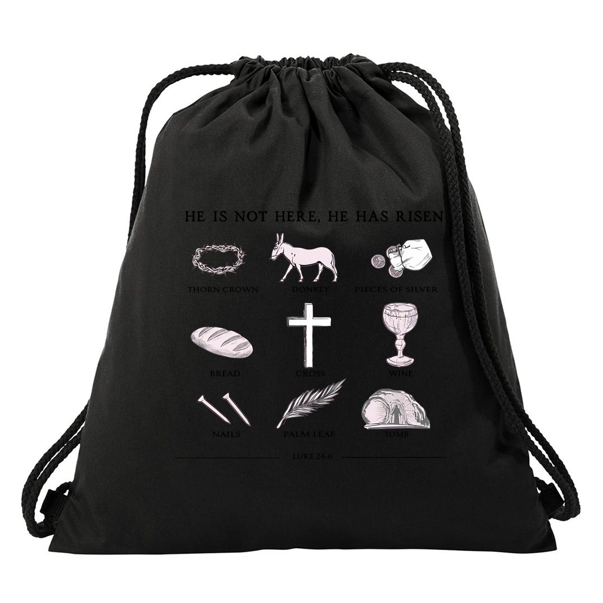 He Is Not Here He Has Risen Christian Jesus Easter Day Family Matching Drawstring Bag