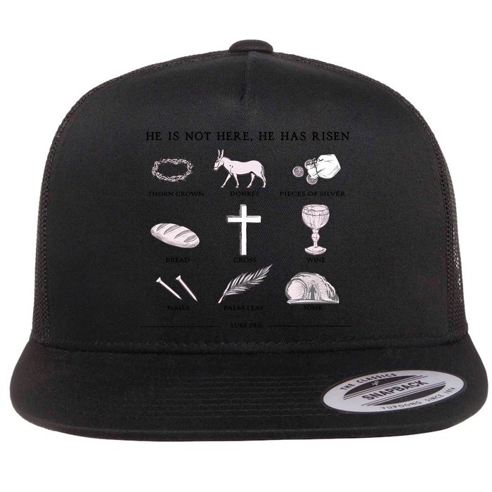 He Is Not Here He Has Risen Christian Jesus Easter Day Family Matching Flat Bill Trucker Hat