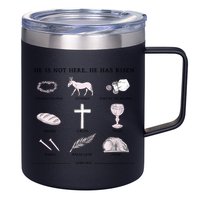 He Is Not Here He Has Risen Christian Jesus Easter Day Family Matching 12oz Stainless Steel Coffee Mug