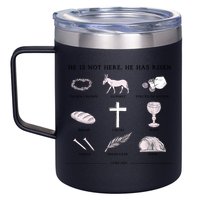 He Is Not Here He Has Risen Christian Jesus Easter Day Family Matching 12oz Stainless Steel Coffee Mug