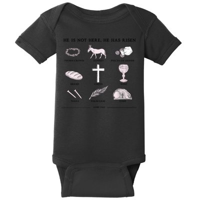He Is Not Here He Has Risen Christian Jesus Easter Day Family Matching Baby Bodysuit