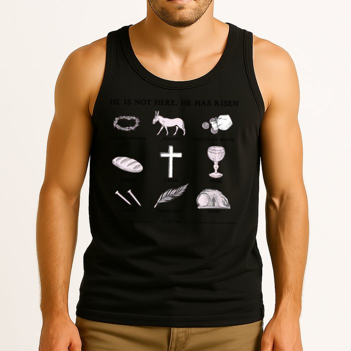 He Is Not Here He Has Risen Christian Jesus Easter Day Family Matching Tank Top