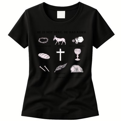 He Is Not Here He Has Risen Christian Jesus Easter Day Family Matching Womens T-Shirt